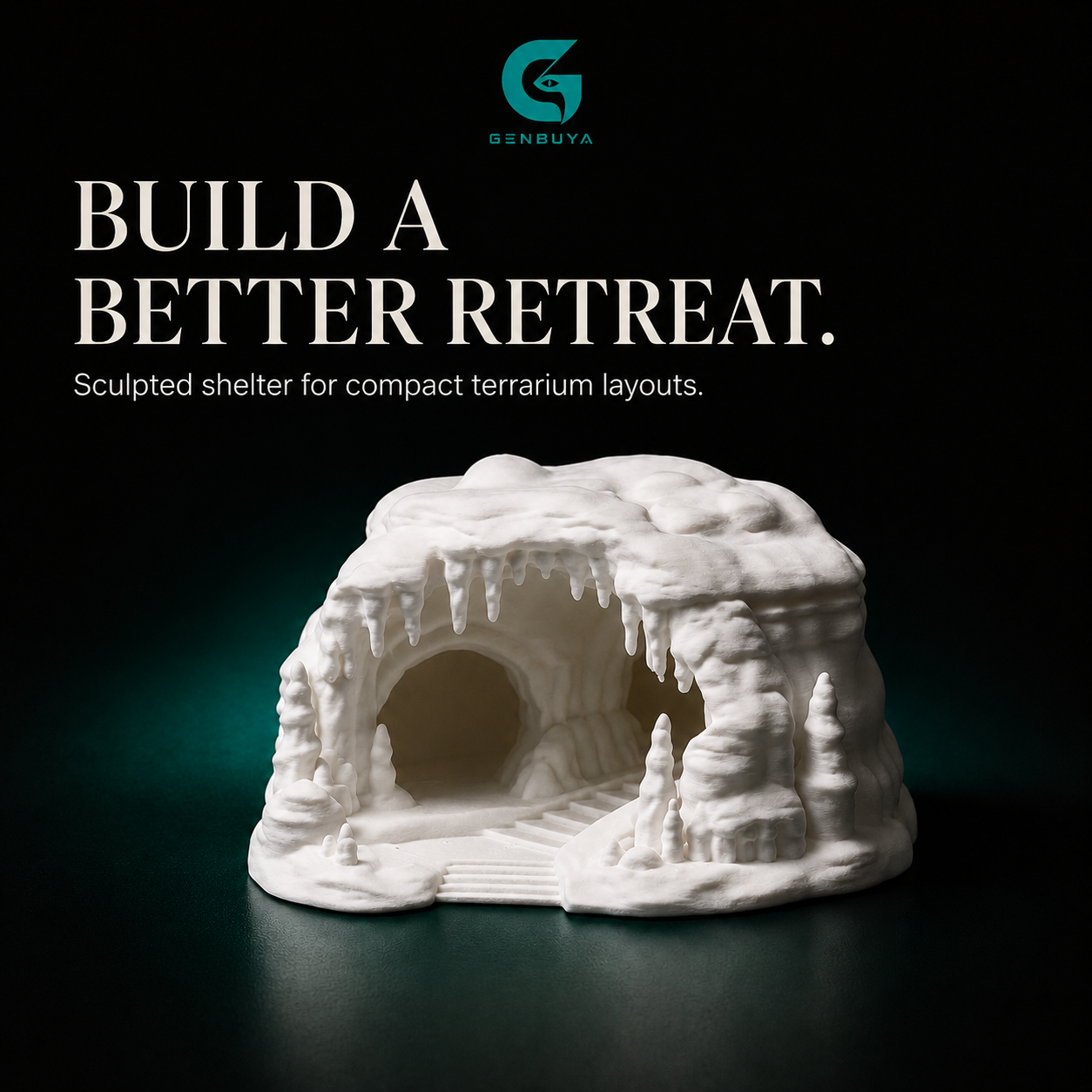 White Cave Reptile Hide | Sculpted Shelter for Terrarium Habitats