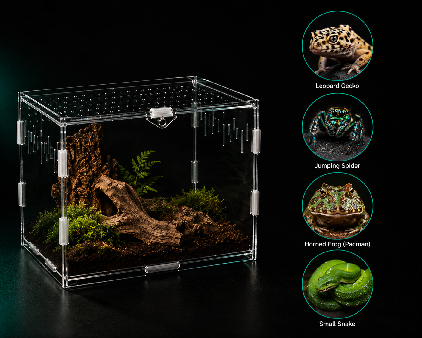 Acrylic Reptile Terrarium | Clear Ventilated Enclosure for Geckos & Spiders