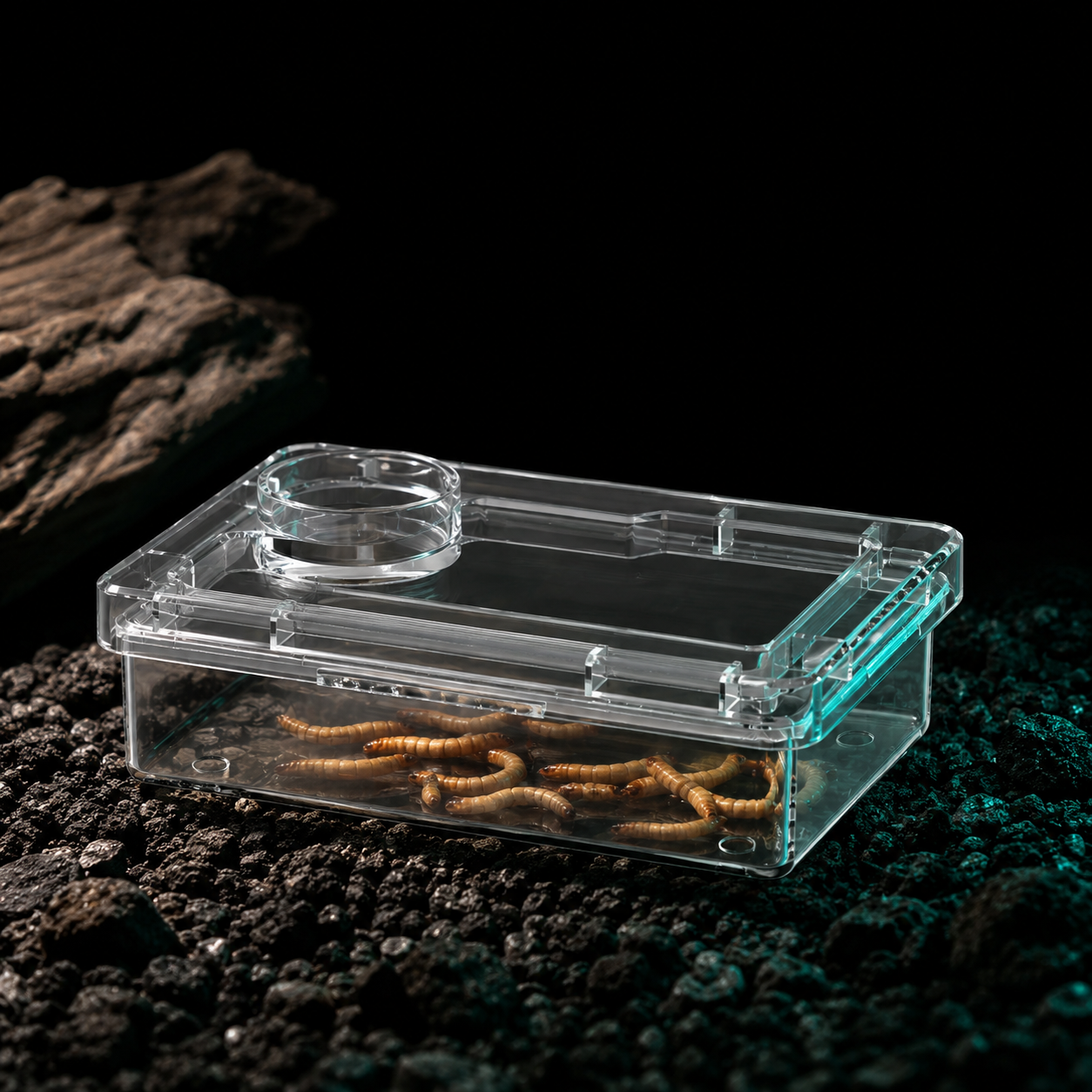 Clear Escape-Proof Feeder & Water Dish | Live Feeder Containment for Lizards & Geckos