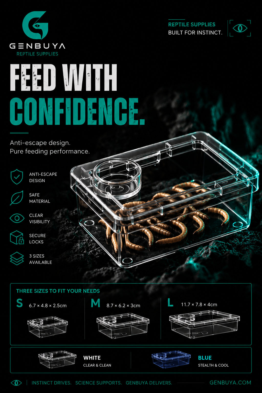 Clear Escape-Proof Feeder & Water Dish | Live Feeder Containment for Lizards & Geckos