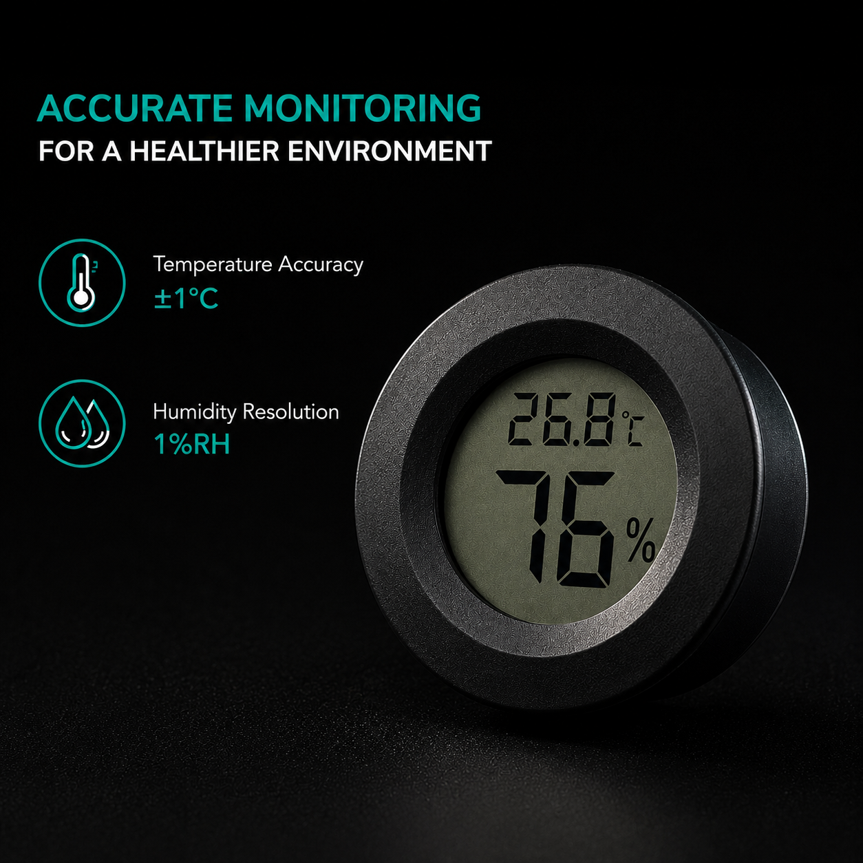 Digital Reptile Thermometer & Hygrometer | LCD Temperature & Humidity Monitor