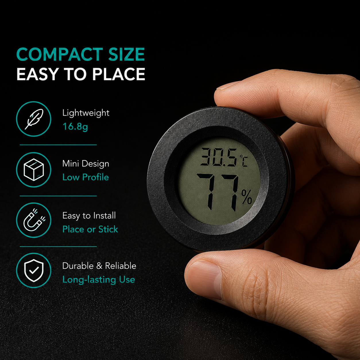 Digital Reptile Thermometer & Hygrometer | LCD Temperature & Humidity Monitor