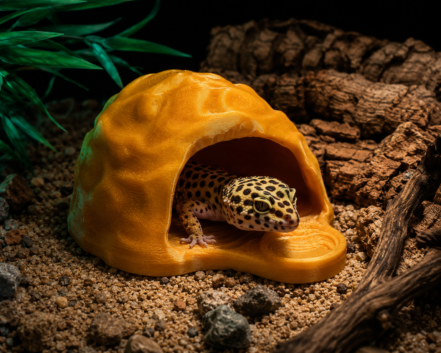 Reptile Hideout Cave | Secure PETG Shelter for Geckos, Snakes & Small Reptiles