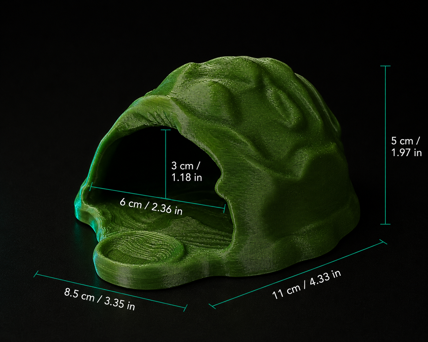 Reptile Hideout Cave | Secure PETG Shelter for Geckos, Snakes & Small Reptiles
