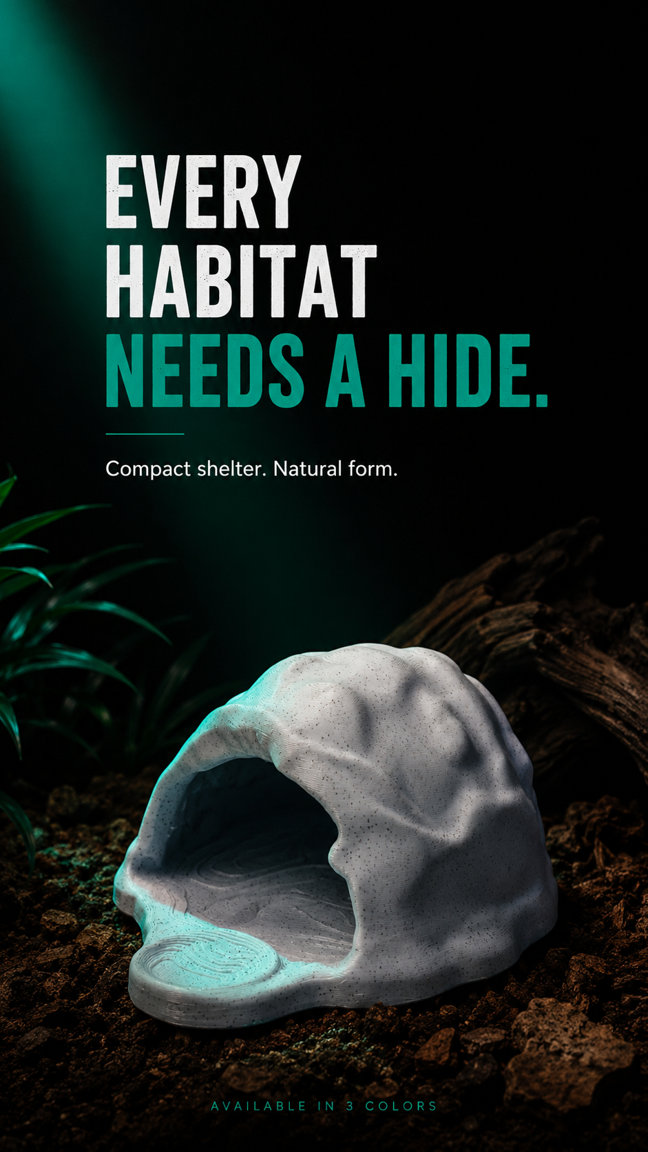 Reptile Hideout Cave | Secure PETG Shelter for Geckos, Snakes & Small Reptiles