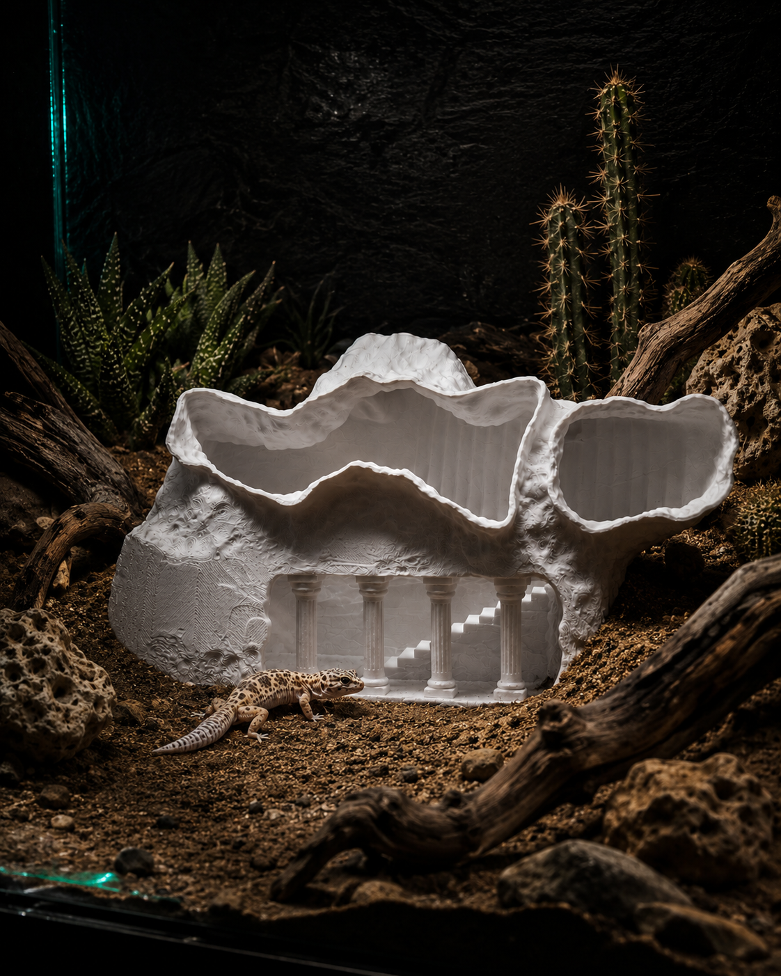 Terrarium Archway Hideout | Sculpted Multi-Level Shelter for Reptiles