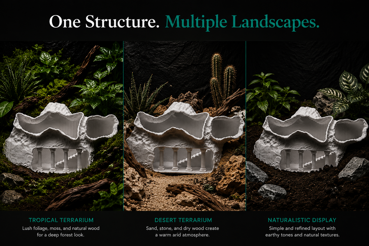 Terrarium Archway Hideout | Sculpted Multi-Level Shelter for Reptiles