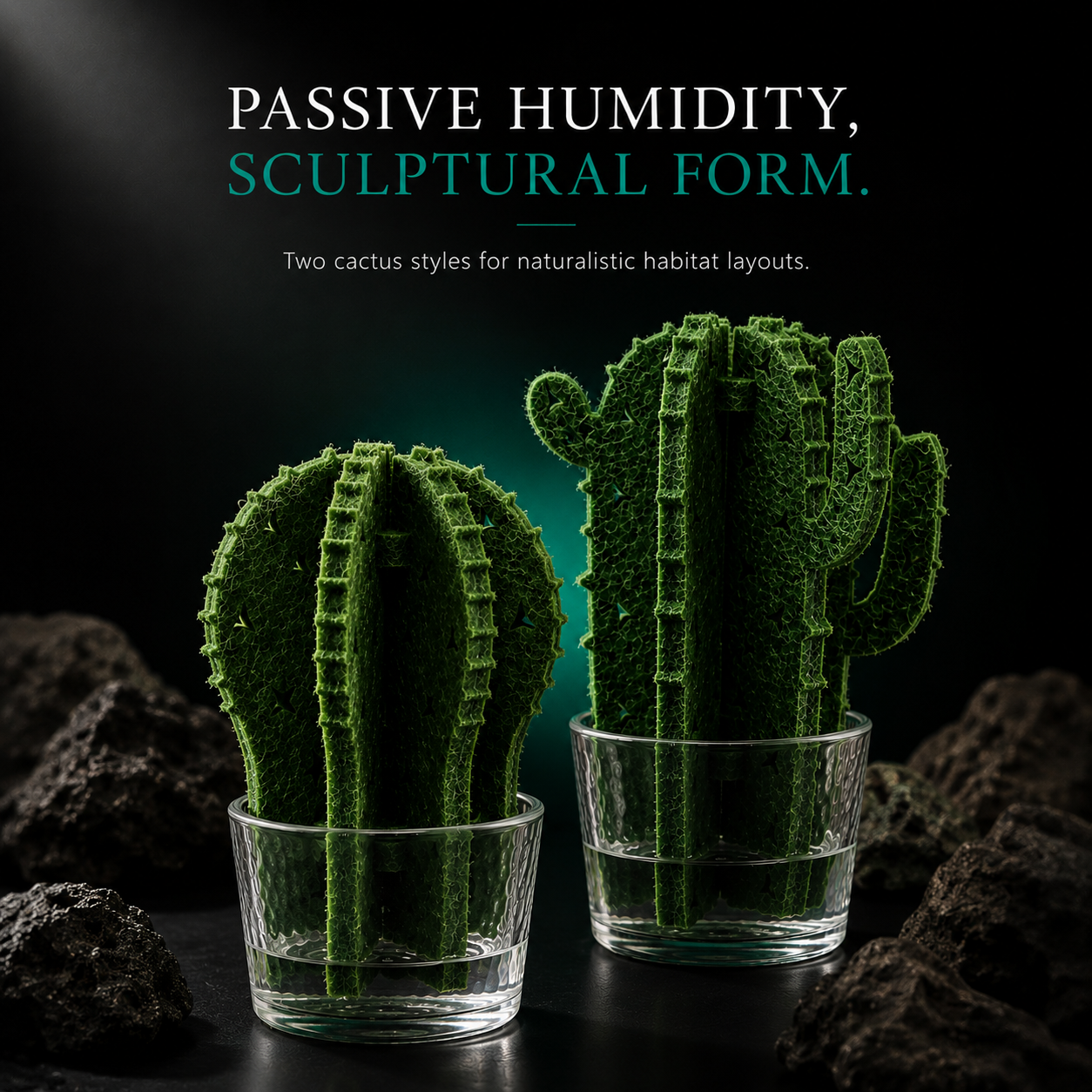 Cactus Terrarium Humidifier | Passive Moisture Support for Reptile Habitats