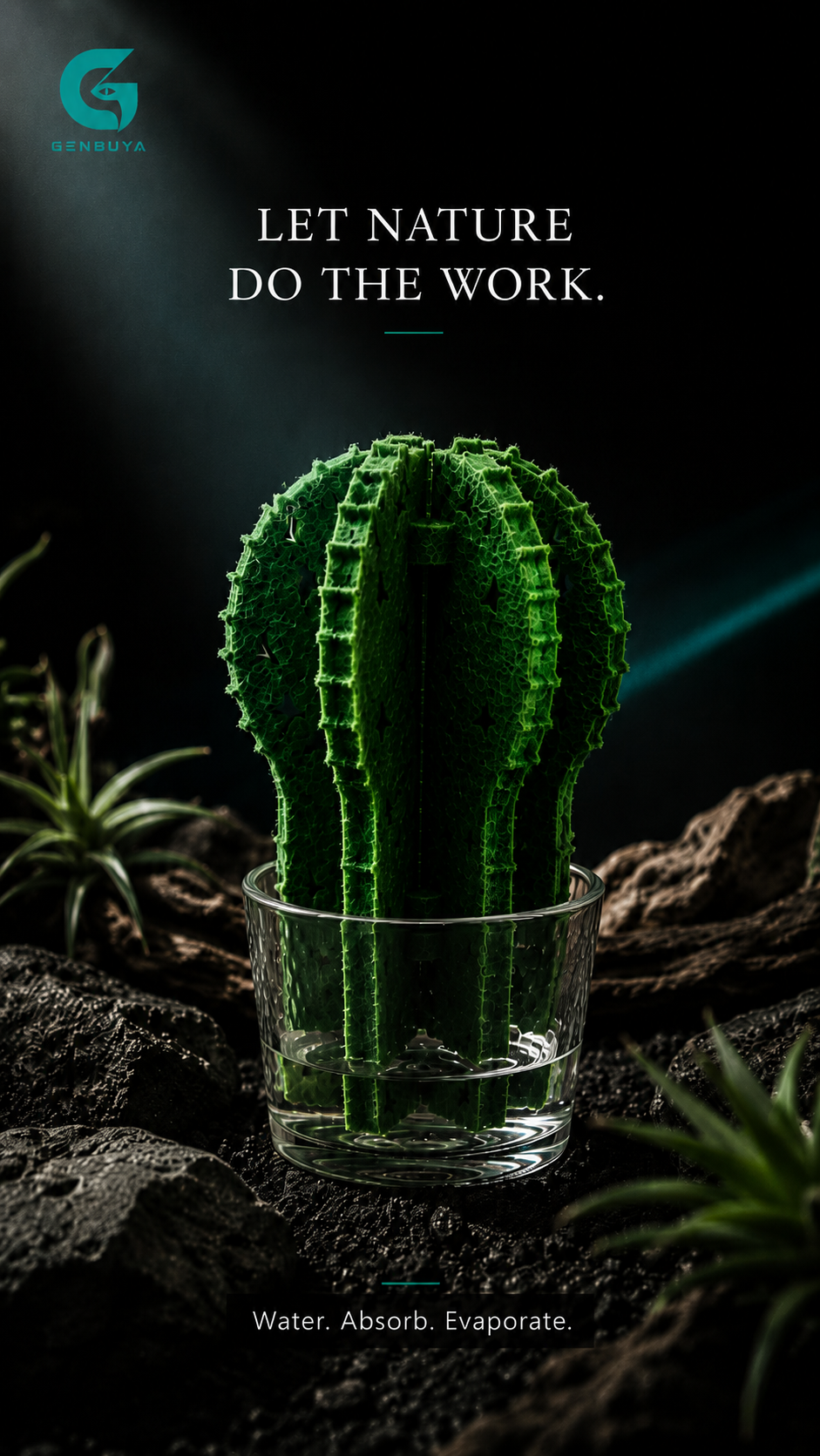 Cactus Terrarium Humidifier | Passive Moisture Support for Reptile Habitats