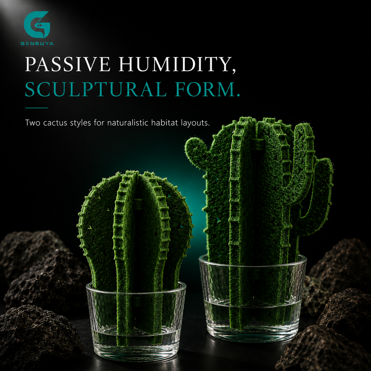 Cactus Terrarium Humidifier | Passive Moisture Support for Reptile Habitats
