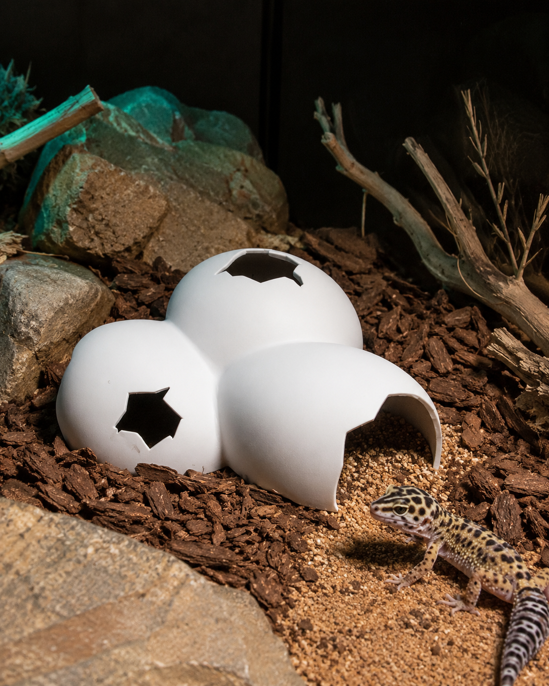Hatchling Egg Reptile Hide | Multi-Entrance Shelter for Small Reptiles