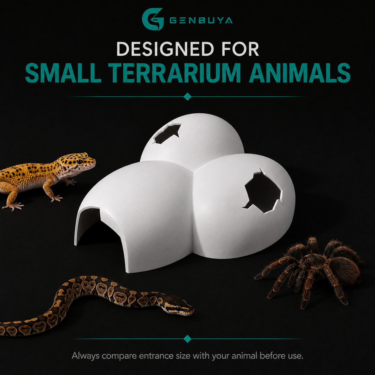 Hatchling Egg Reptile Hide | Multi-Entrance Shelter for Small Reptiles