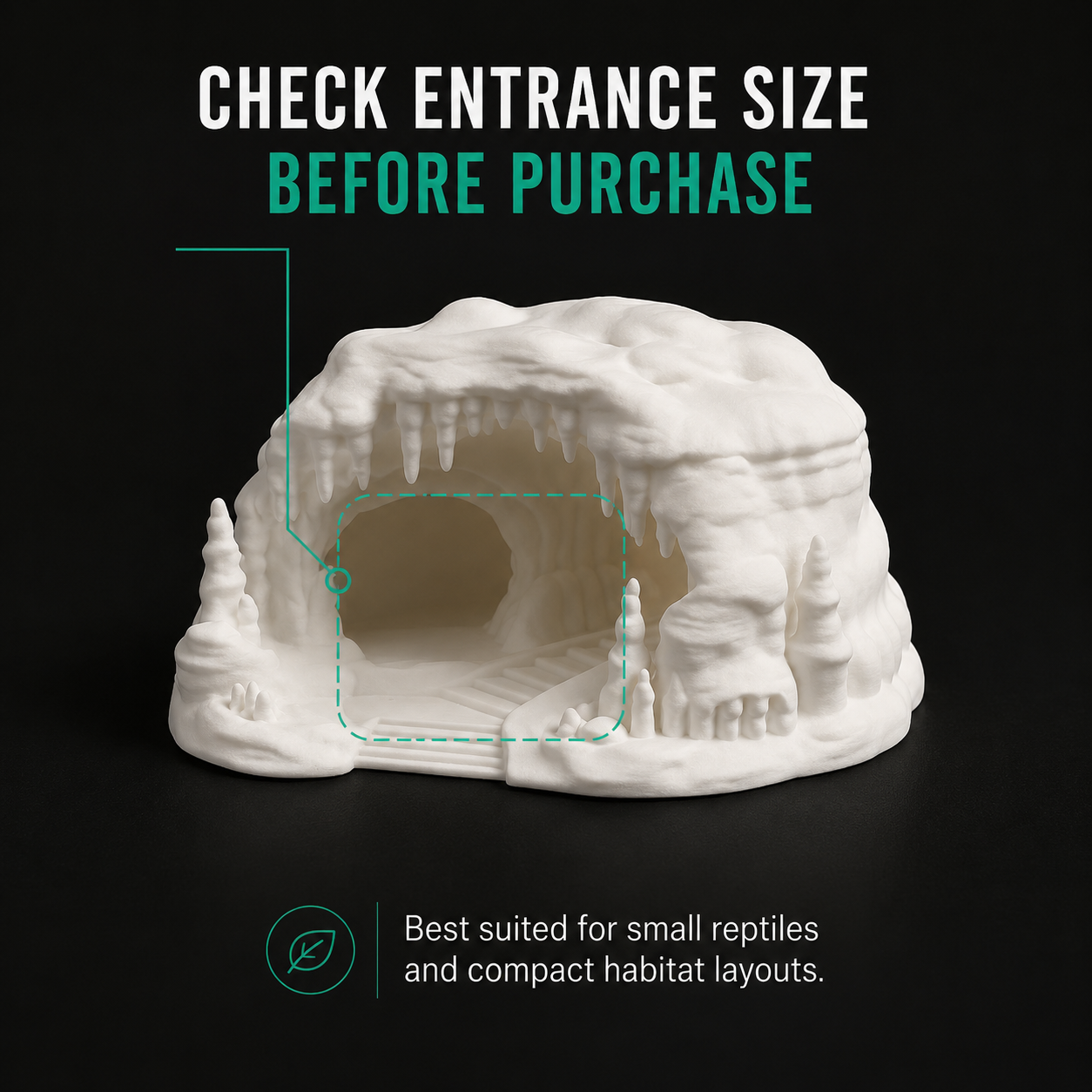 White Cave Reptile Hide | Sculpted Shelter for Terrarium Habitats