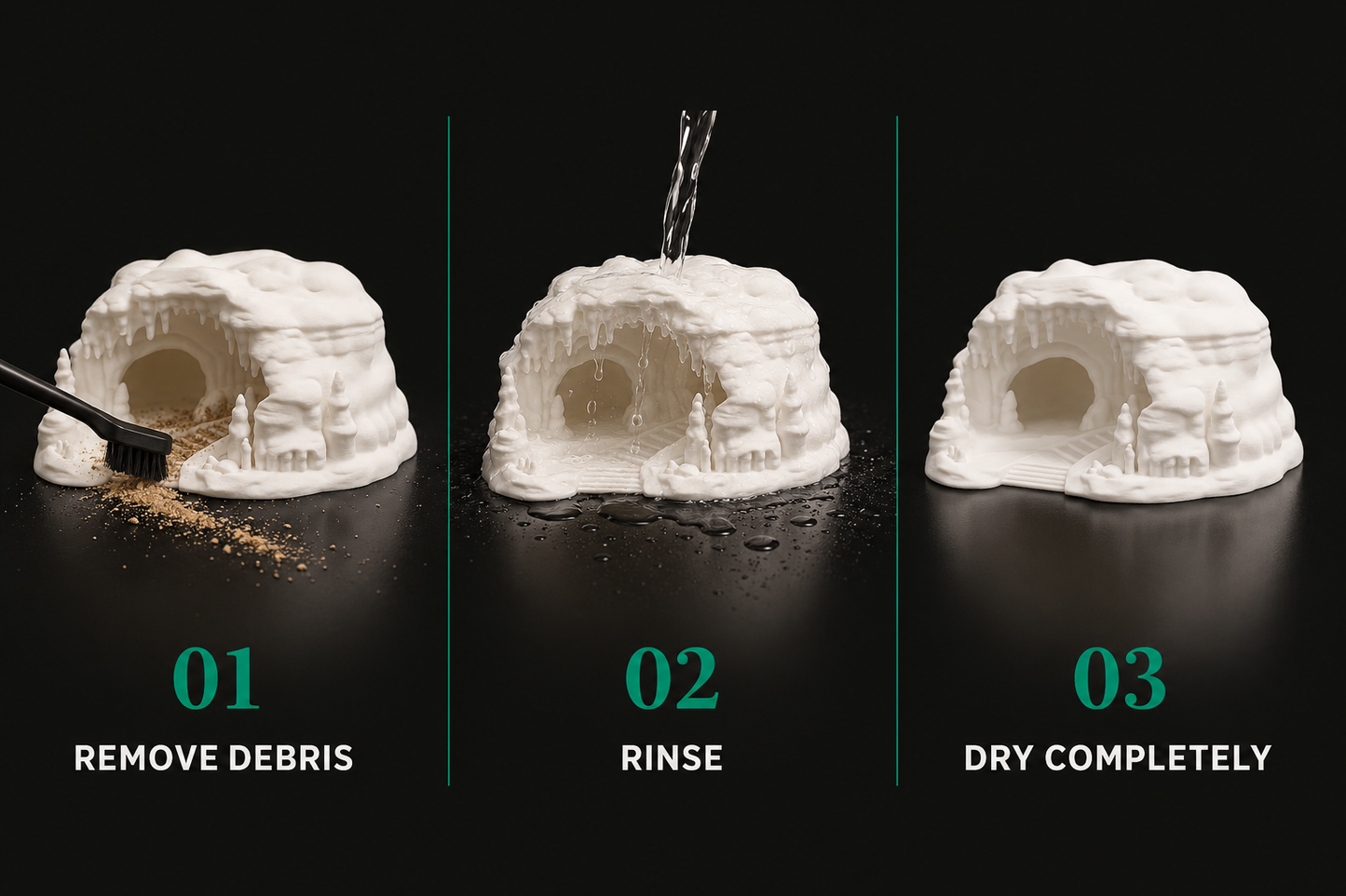 White Cave Reptile Hide | Sculpted Shelter for Terrarium Habitats