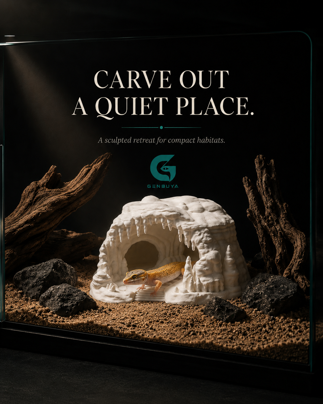 White Cave Reptile Hide | Sculpted Shelter for Terrarium Habitats