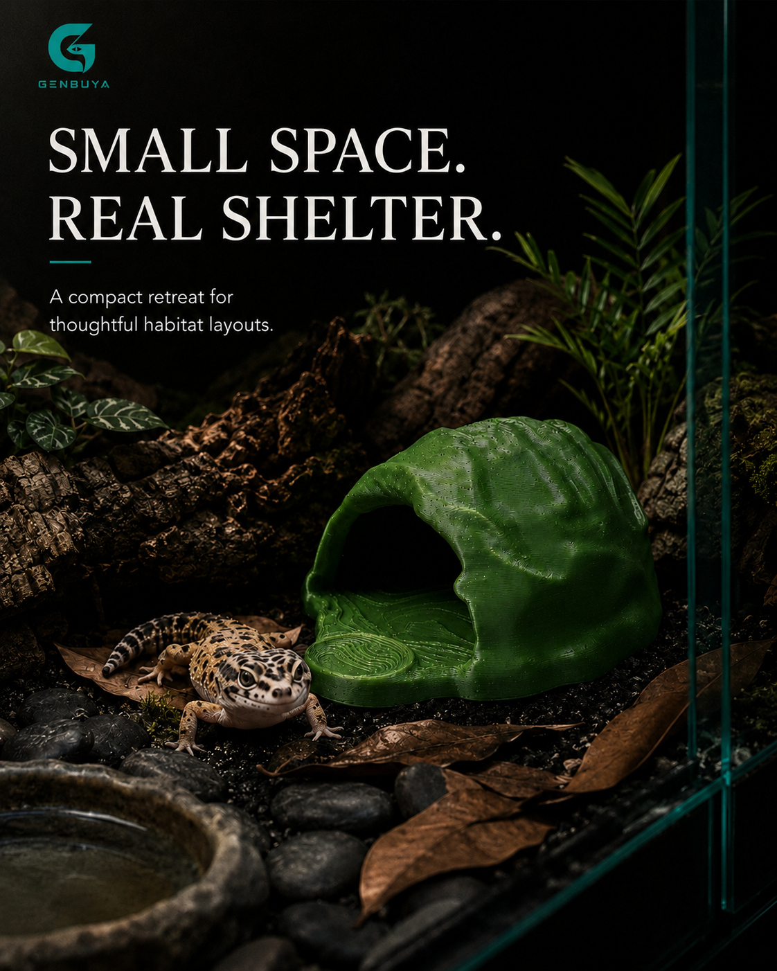 Mini Reptile Hideout | Compact PETG Shelter for Small Terrariums