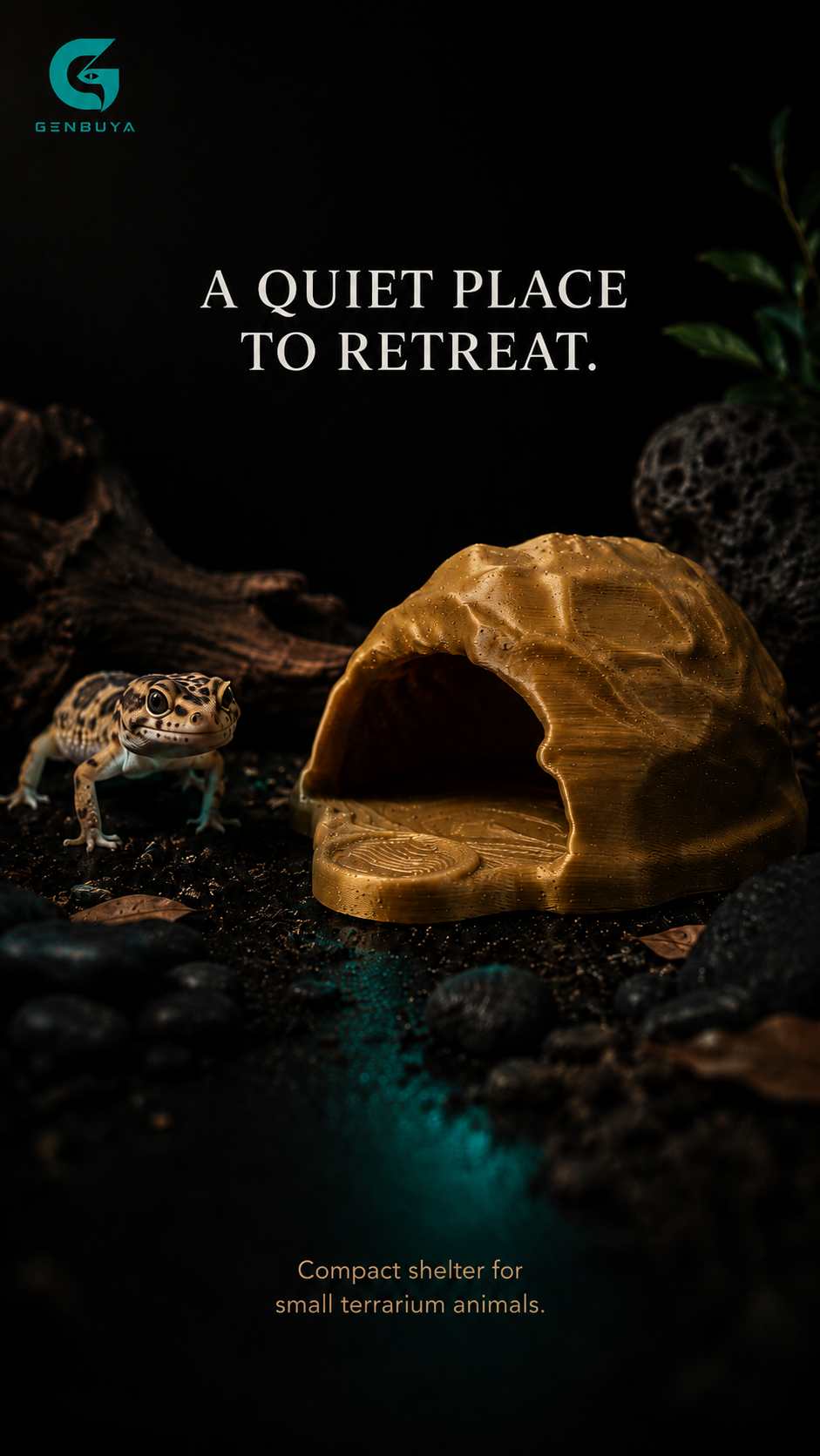 Mini Reptile Hideout | Compact PETG Shelter for Small Terrariums