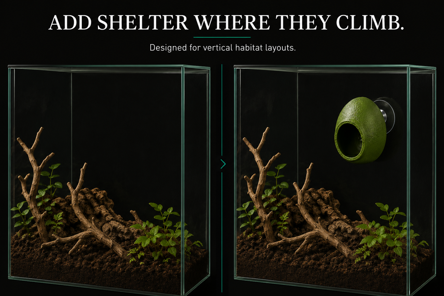 Wall-Mounted Egg Reptile Hide | Suction Cup Shelter for Arboreal Terrariums