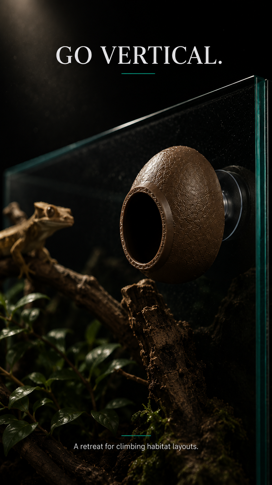 Wall-Mounted Egg Reptile Hide | Suction Cup Shelter for Arboreal Terrariums