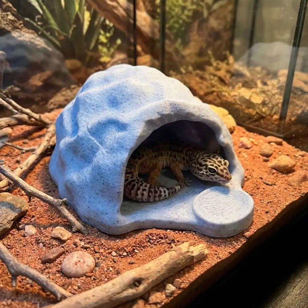 Simulation Rock Reptile Hideout Smooth Edge Sturdy PETG Lizard Feeder Realistic Stable 3D Printed Cave Aquarium Decoration