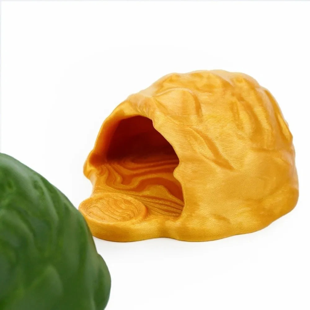 Simulation Rock Reptile Hideout Smooth Edge Sturdy PETG Lizard Feeder Realistic Stable 3D Printed Cave Aquarium Decoration