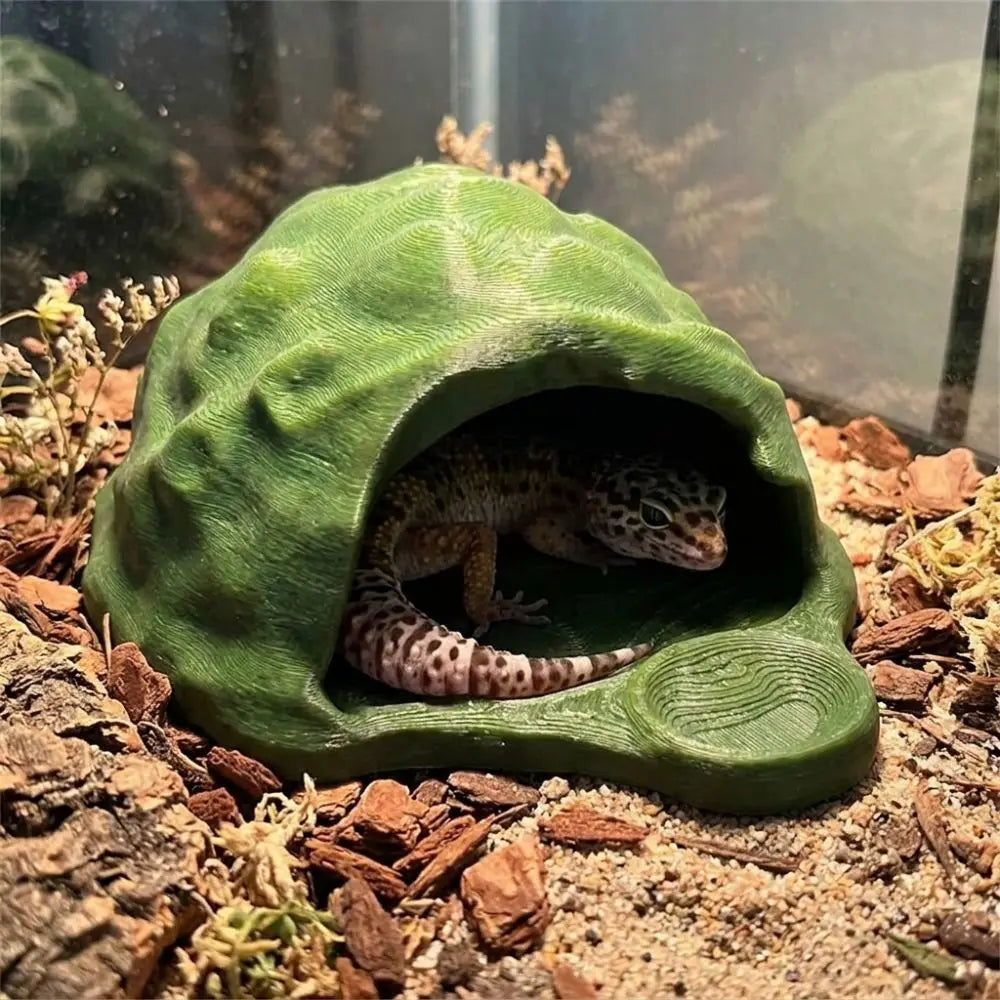 Simulation Rock Reptile Hideout Smooth Edge Sturdy PETG Lizard Feeder Realistic Stable 3D Printed Cave Aquarium Decoration