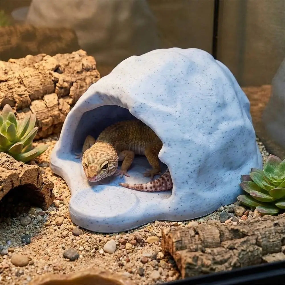 Unique Simulation Rock Reptile Hideout Smooth Edge Realistic 3D Printed Cave Stable Sturdy PETG Lizard Feeder Turtle Tank