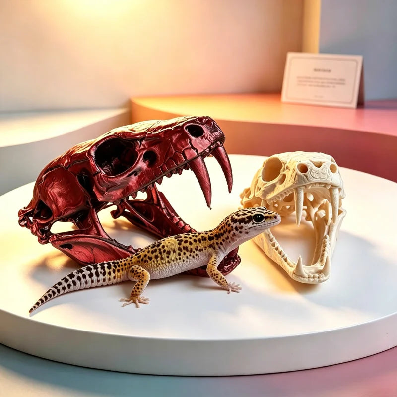Reptile Vivarium Landscape Ornaments,Cobra Skull Sculpture Home Display Gift Cosplay Accessory,Habitat Décor,Reptiles,Amphibians
