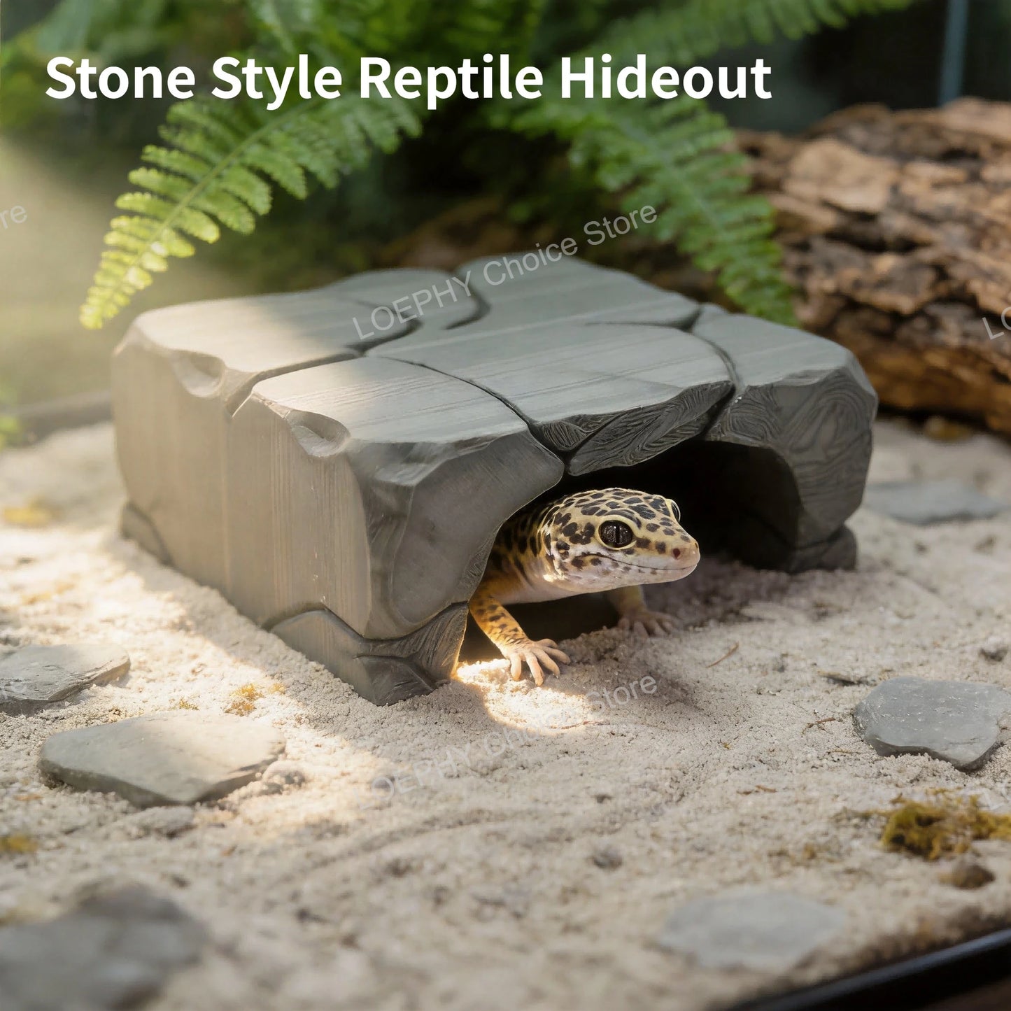 Stone Style Reptile Hideout Stone Reptile Rock Hide Cave Texture  Shelter Food Safe PETG Cave for Gecko, Turtle & Small Reptiles