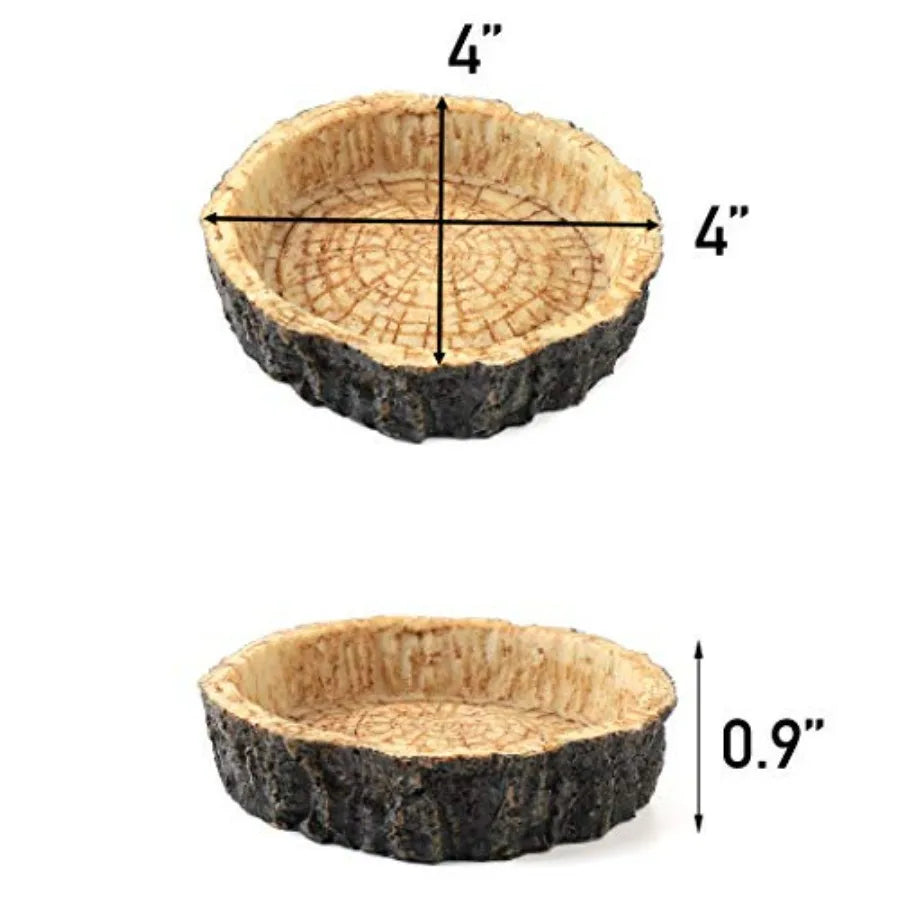 2 Pack Reptile Water and Food Bowls, Novelty Food Bowl for Lizards, Young Bearded Dragons, Small Snakes and More - Made from BP