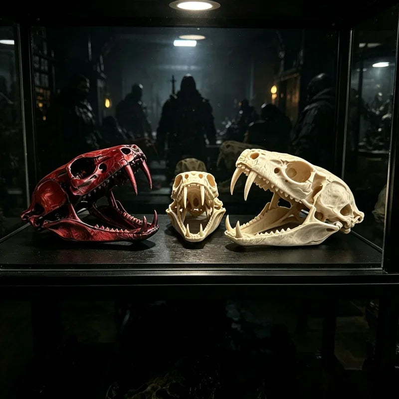 Reptile Vivarium Landscape Ornaments,Cobra Skull Sculpture Home Display Gift Cosplay Accessory,Habitat Décor,Reptiles,Amphibians