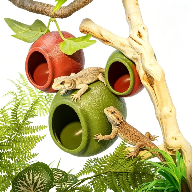 Reptile Hideouts Egg Cave with Suction Cups for Gecko Tree Frog Tarantula Spider Climbing Habitat Terrarium Décor