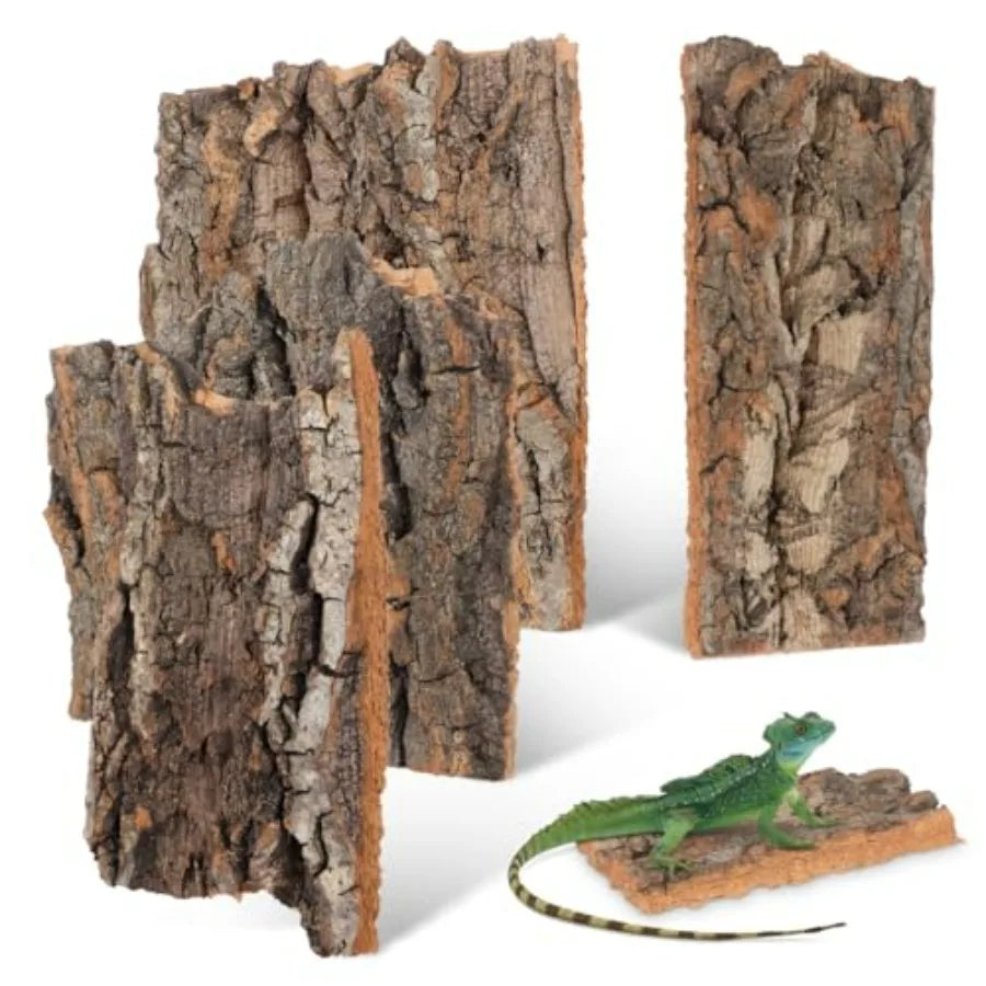 4Pcs Cork Bark for Reptiles, Terrarium Tree Bark Decor, Reptile Barks Decor Wood, Natural Habitat Decoration for Bearded Dragon