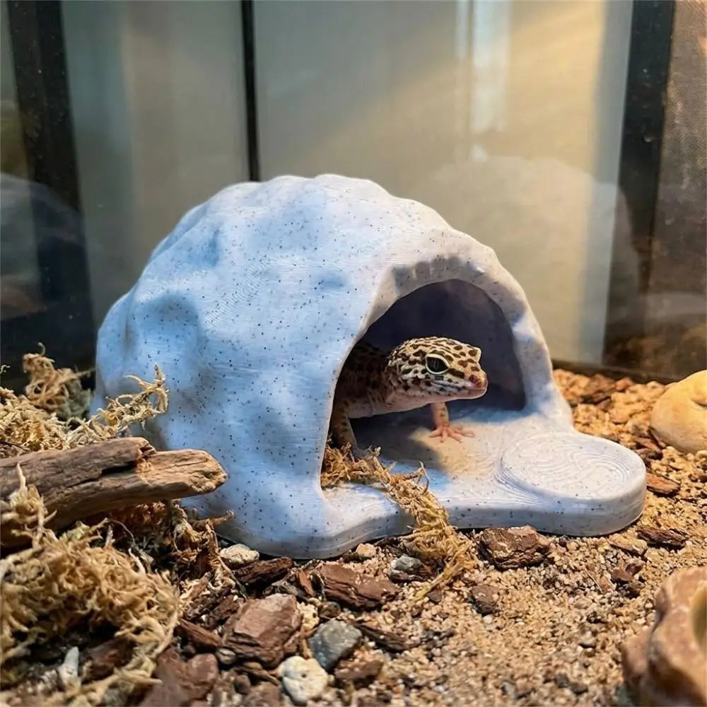 Simulation Rock Reptile Hideout Smooth Edge Sturdy PETG Lizard Feeder Realistic Stable 3D Printed Cave Aquarium Decoration