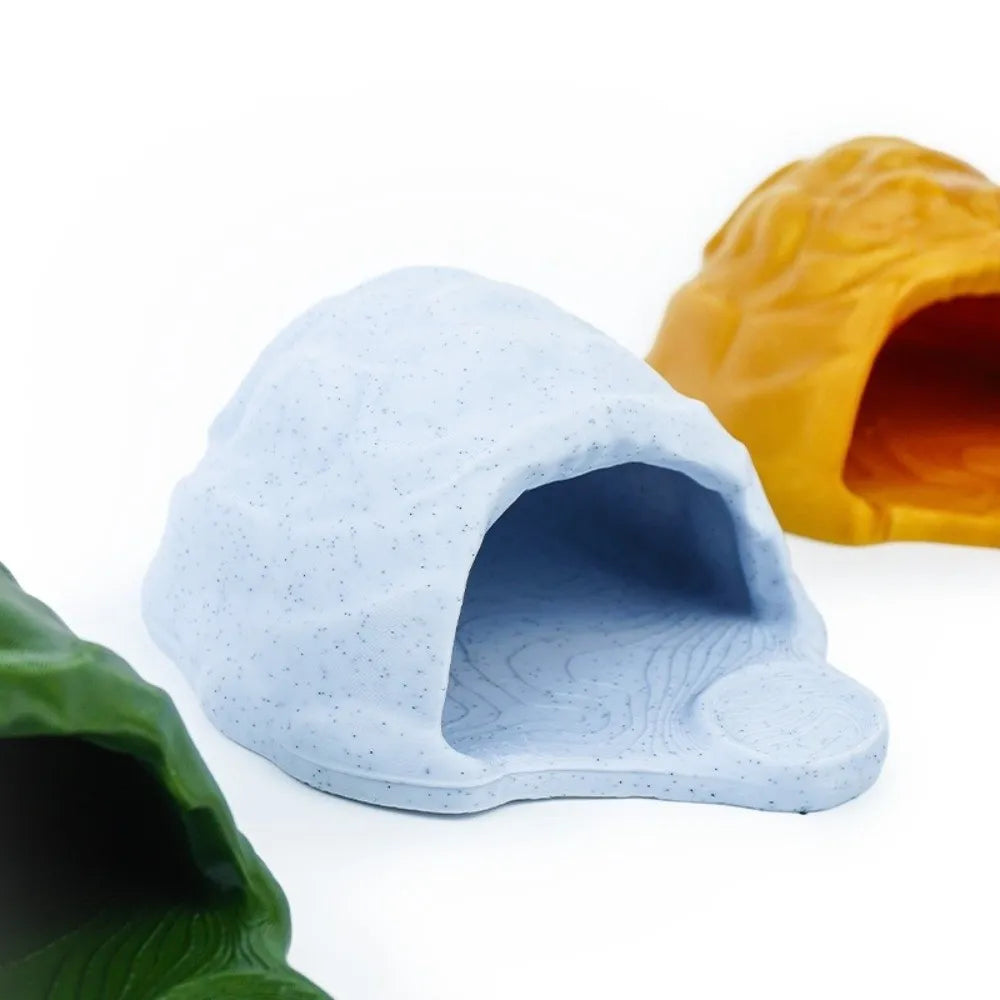Unique Simulation Rock Reptile Hideout Smooth Edge Realistic 3D Printed Cave Stable Sturdy PETG Lizard Feeder Turtle Tank