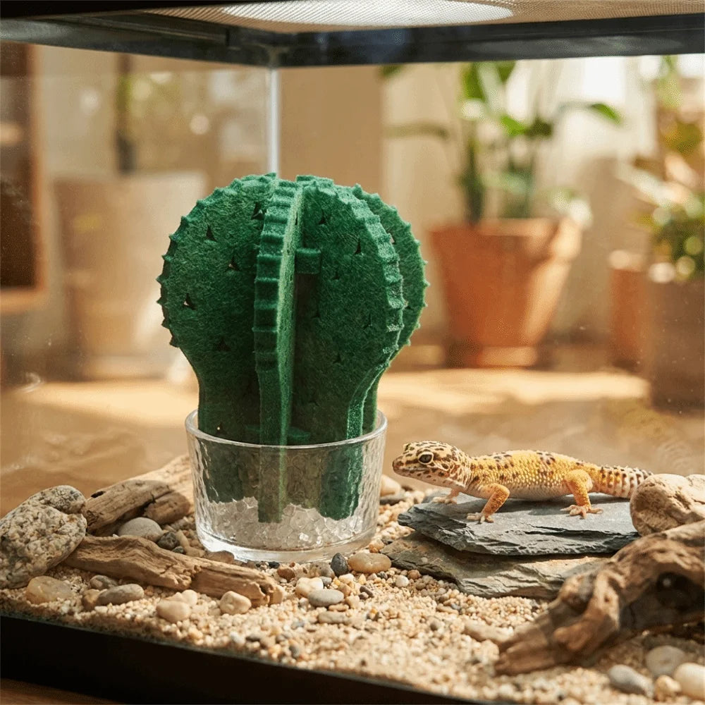 Cactus Shaped Reptile Humidifier Physical Humidification Moisturizing Terrarium Humidifier Decorative Reptile Humidifying System
