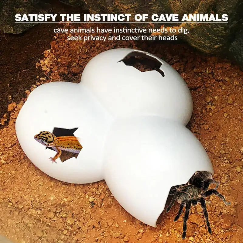 For Aquariums Terrariums New Reptile Hide Egg Shape Reptile Simulation Rock Cave Hideouts Basking Hide Decoration Ornament