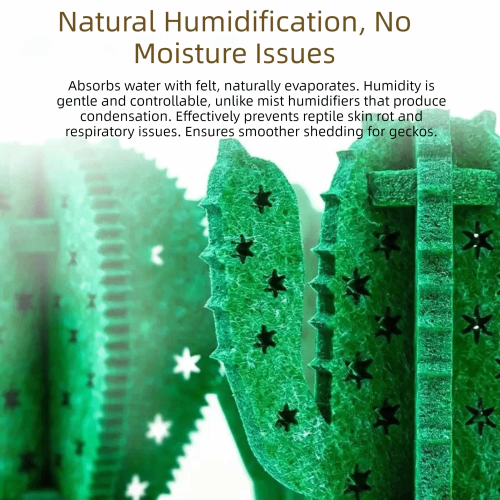Cactus Shaped Reptile Humidifier Physical Humidification Moisturizing Terrarium Humidifier Decorative Reptile Humidifying System