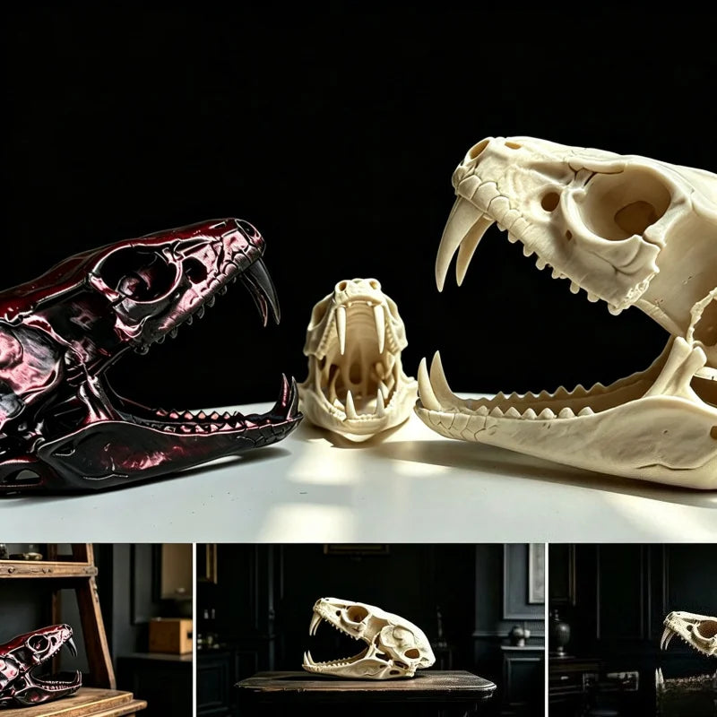 Reptile Vivarium Landscape Ornaments,Cobra Skull Sculpture Home Display Gift Cosplay Accessory,Habitat Décor,Reptiles,Amphibians