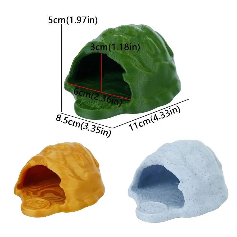 Unique Simulation Rock Reptile Hideout Smooth Edge Realistic 3D Printed Cave Stable Sturdy PETG Lizard Feeder Turtle Tank