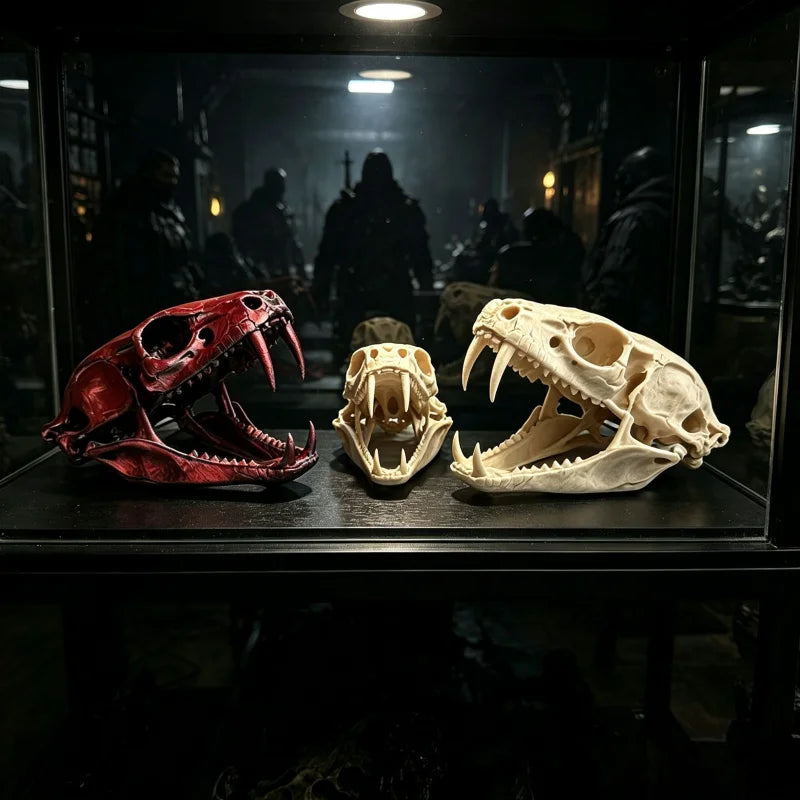 Reptile Vivarium Landscape Ornaments,Cobra Skull Sculpture Home Display Gift Cosplay Accessory,Habitat Décor,Reptiles,Amphibians