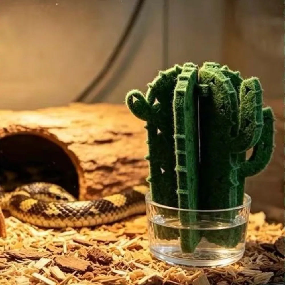 Cactus Shaped Reptile Humidifier Physical Humidification Moisturizing Terrarium Humidifier Decorative Reptile Humidifying System
