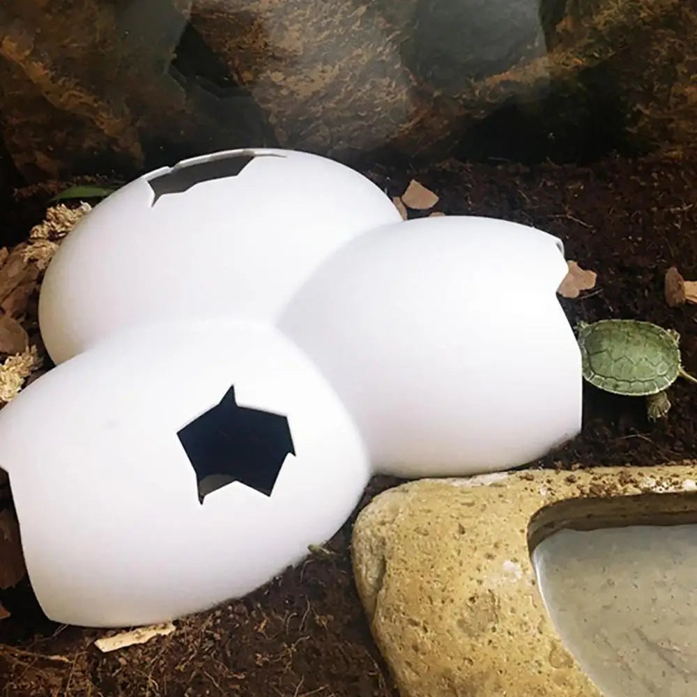 For Aquariums Terrariums New Reptile Hide Egg Shape Reptile Simulation Rock Cave Hideouts Basking Hide Decoration Ornament