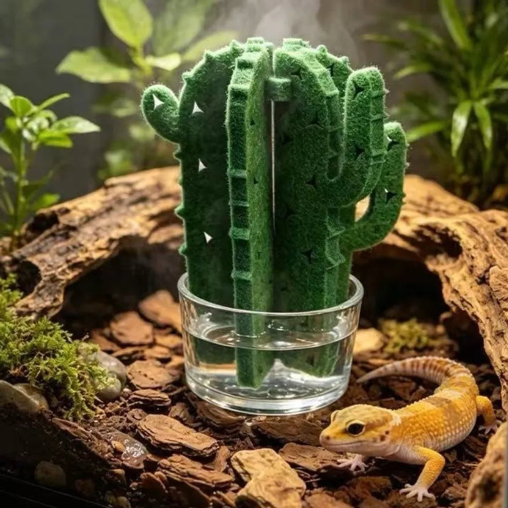Cactus Shaped Reptile Humidifier Physical Humidification Moisturizing Terrarium Humidifier Decorative Reptile Humidifying System
