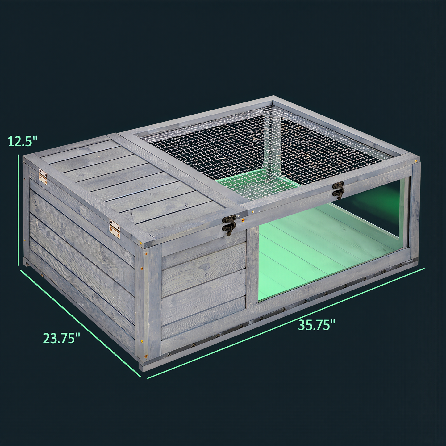 The Wild Den — Wooden Reptile Enclosure with 3-Window Panoramic View | For Turtles, Guinea Pigs, Lizards & Snakes