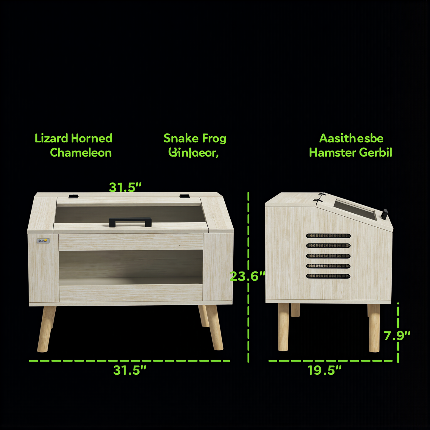 The Apex Den — 30 Gallon Reptile Enclosure 
with Top Opening & Glass Windows | For Snakes, 
Lizards, Horned Frogs & Chameleons